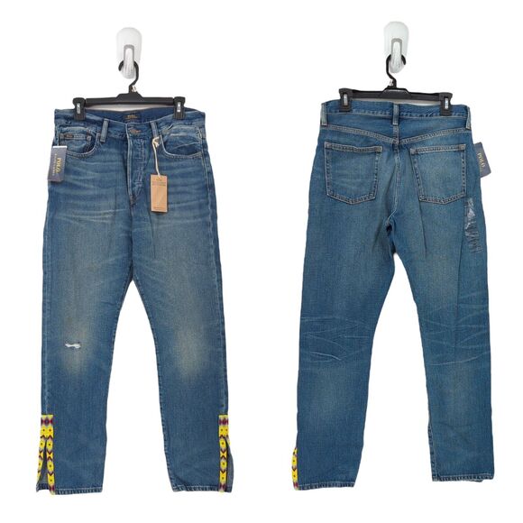 Polo Ralph Lauren Women 29 Callen Jeans Storrie Indigo Blue Southwest Beaded